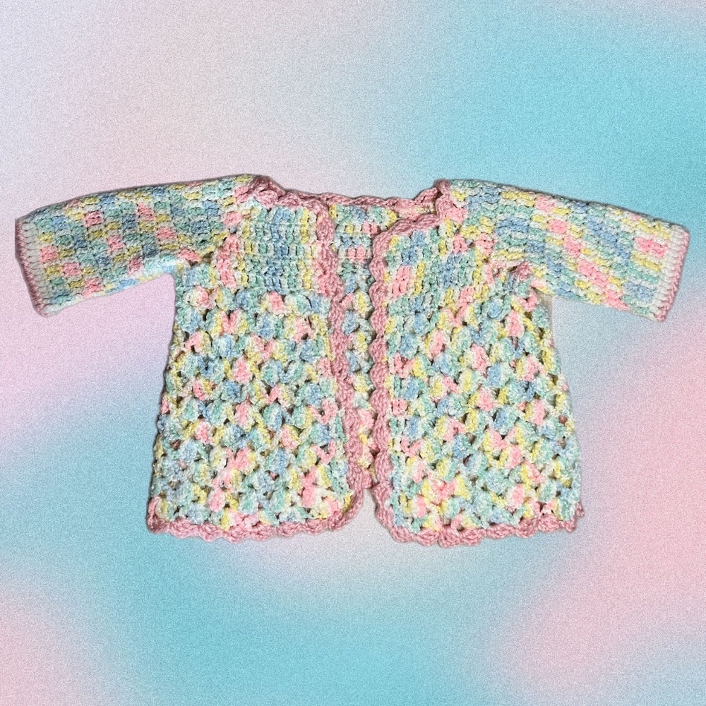 Vintage Handmade Pastel CandyFloss Knit Cardigan